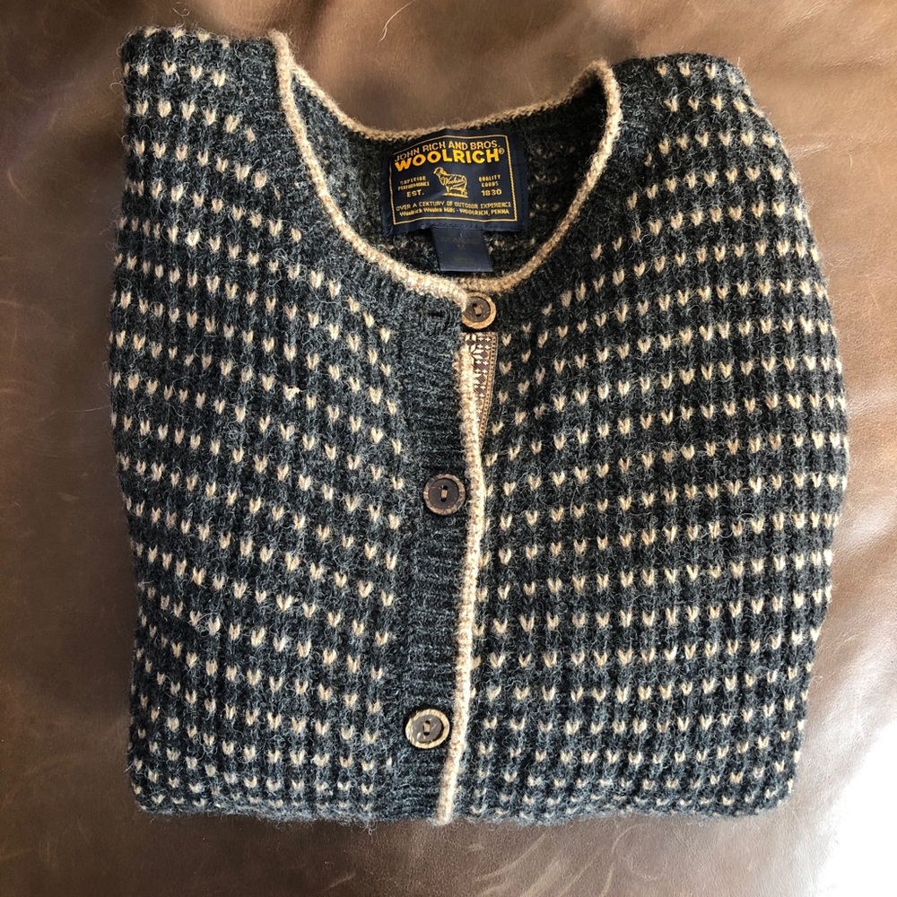 Woolrich Grey and Tan Cardigan